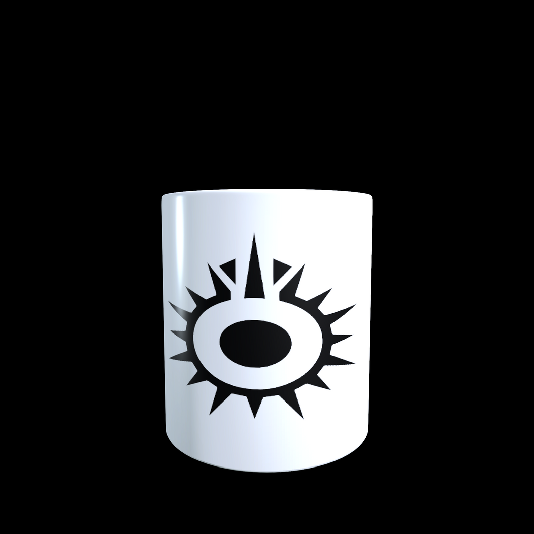 Black Son logo on a white ceramic mug