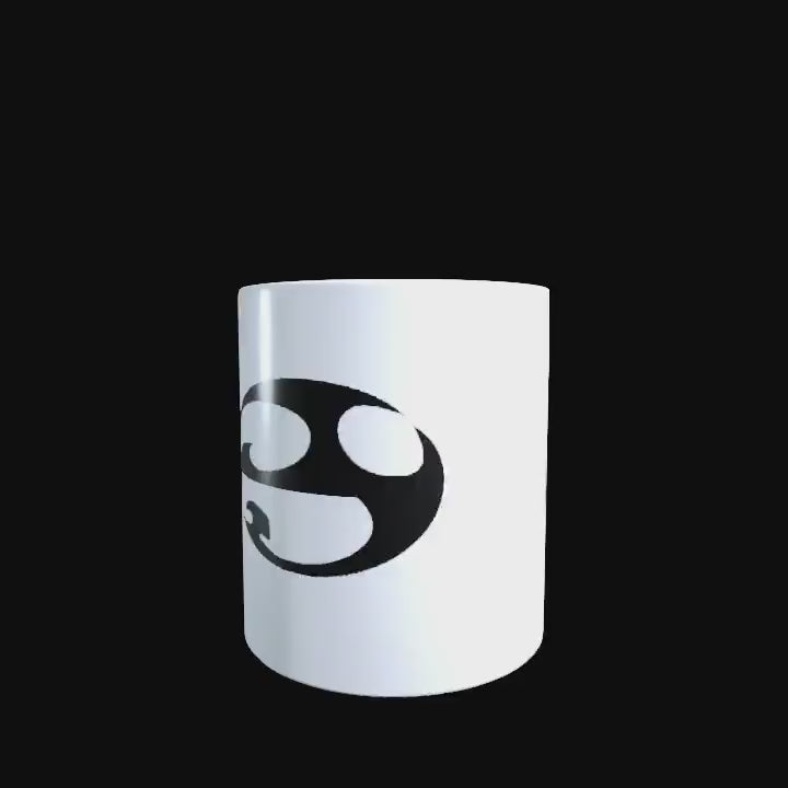 Jodo Kast logo on a white ceramic mug