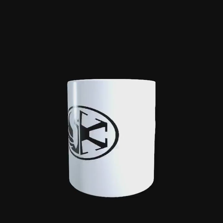 The Old Republic logo on a white ceramic mug