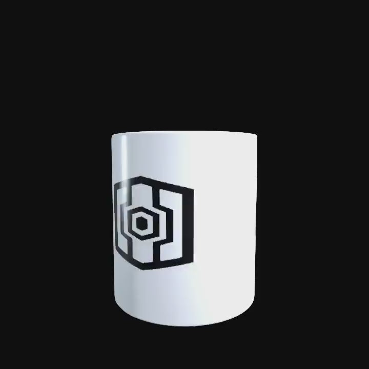New Mandalorians logo on a white ceramic mug