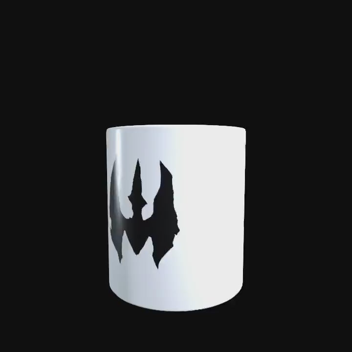 Death Watch logo on a white ceramic mug